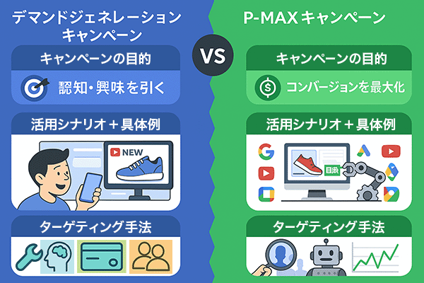 デマンドジェネレーションキャンペーンとP-MAXキャンペーンの違い
